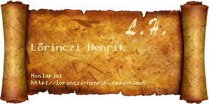 Lőrinczi Henrik névjegykártya